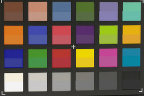 ColorChecker: de target-kleur wordt weergegeven in de onderste helft van elk veld.