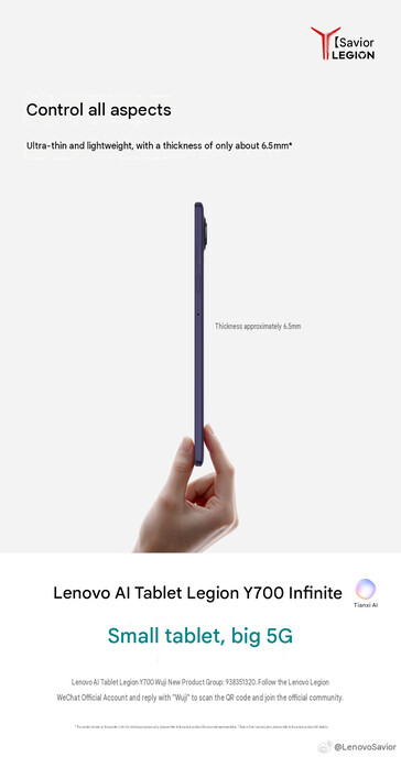 Dikte van de Legion Y700 Infinite-tablet (machinaal vertaald)