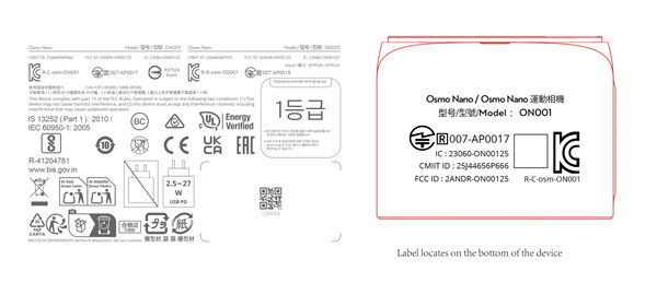 Het lijkt erop dat de Osmo Nano zal terugkeren naar de vormfactor die DJI onderzocht met de Action 2. (Afbeeldingsbron: FCC)