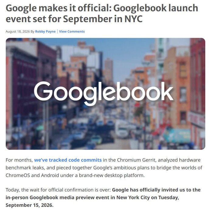 Chrome Unboxed ontving een uitnodiging voor een media-evenement van Google Books.