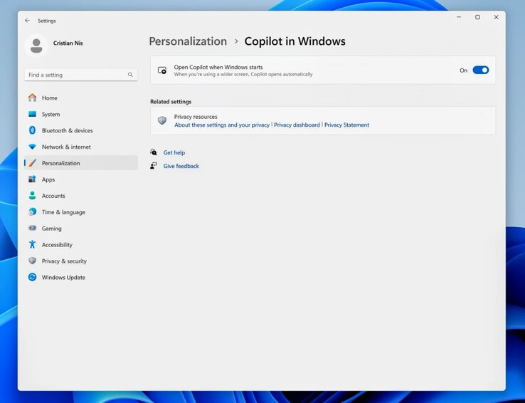 Copilot auto-launch instellingen. Het lot van deze functie is, zoals alles in een Windows Insider preview, met potlood geschreven.  (Afbeeldingsbron: Windows Insider blog)