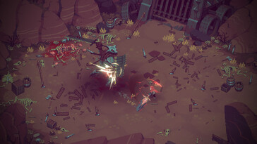 Een afbeelding van een gevecht in Eldest Souls.