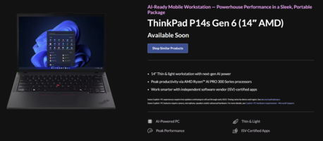 Lenovo ThinkPad P14s Gen 6 AMD (bron: Lenovo)
