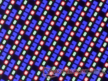 Haarscherpe OLED subpixels met bijna geen korreligheid door de glanzende overlay
