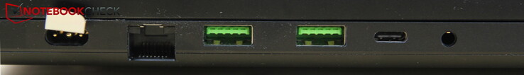 Links: voeding, LAN, 2x USB-A 3.2 Gen 2, USB-C Thunderbolt 4, headset