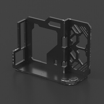 De open-air behuizing heeft een acryl moederbord lade. (Afbeeldingsbron: Geeek)