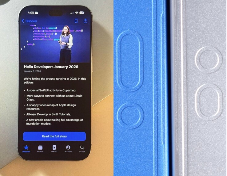 Vermeend iPhone 18 Pro-prototype (links), iPhone 18 Pro Max-ontwerpmodel (rechts).