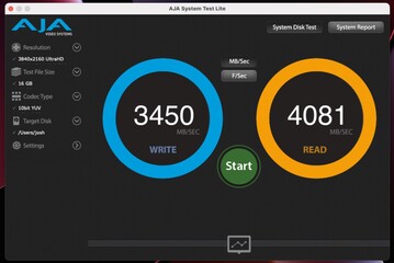 512 GB MacBook Pro met M1 Pro in AJA-systeemschijftest. (Afbeelding Bron: @ZONEofTECH op Twitter)