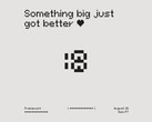  Kaderaankondiging teaser met de emoticon naar links gedraaid om het getal 18 te onthullen