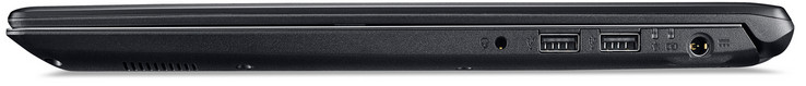 Rechterkant: 3.5 mm audiopoort, 2x USB 2.0 (Type-A), stroomaansluiting