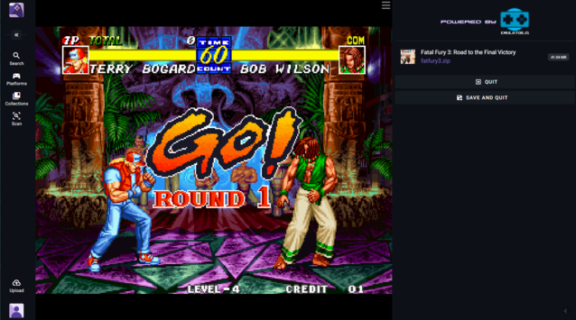 Fatal Fury 3 op de Neo Geo draait in een browser. De Neo Geo moest een beetje worden aangepast, maar werkt goed (Afbeelding Bron: Notebookcheck)