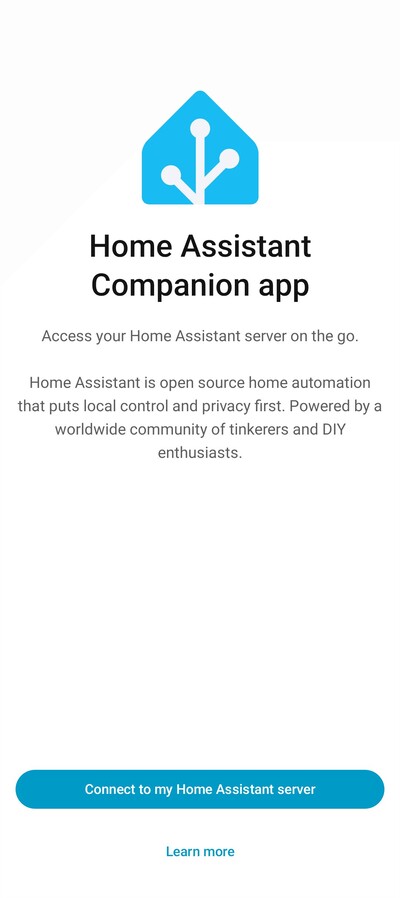 Een screenshot van een nieuwe inwerkpagina in de Home Assistant app voor Android