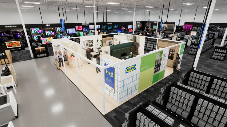 Een mock-up van de nieuwe IKEA shop-in-shop bij Best Buy. (Afbeeldingsbron: IKEA)
