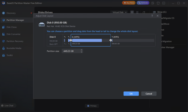 Easeus Partition Master is een veel eenvoudigere en betrouwbaardere manier om een schijf in Windows te partitioneren (Afbeelding Bron: Notebookcheck)