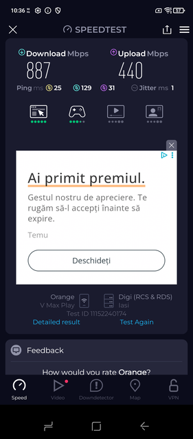Ookla Speedtest, run 2 - verschillende server (Afbeeldingsbron: Screenshot - Sergey Tarasov - Notebookcheck)