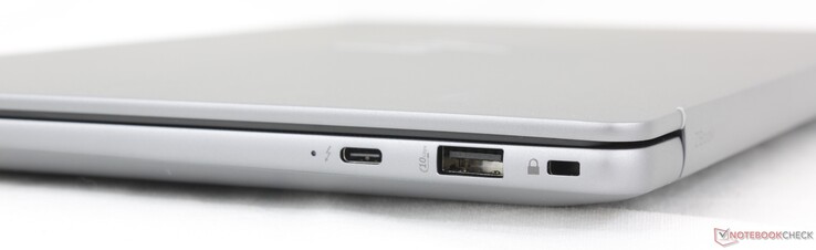 Rechts: USB-C (40 Gbps) Thunderbolt 4 met DisplayPort 2.1 + Power Delivery, USB-A (10 Gbps), Beveiligingsslot