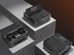 Het statusdisplay van de Machenike GTS mini-pc kan belangrijke gegevens in meerdere houdingen weergeven. (Afbeeldingsbron: Machenike)