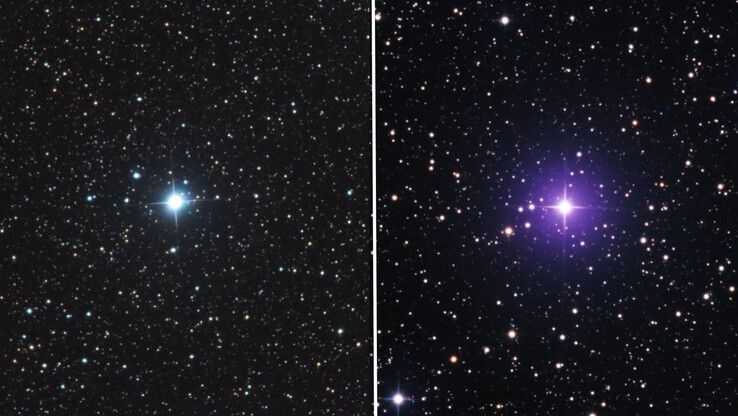 V572 Velorum links en V462 Lupi rechts. (Afbeeldingsbron: Eliot Herman)