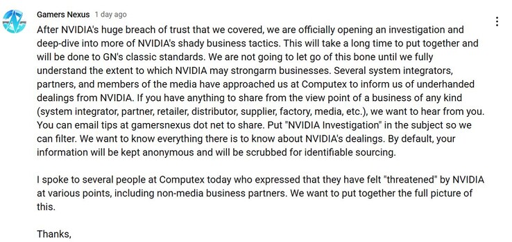 Gamers Nexus stelt een onderzoek in naar Nvidia. (Beeldbron: Gamers Nexus op YouTube)