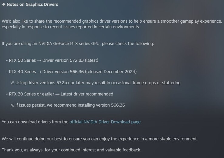 gPU-stuurprogramma-aanbevelingen voor inZoi (Afbeelding Bron: Steam)