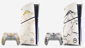De Ghost of Yotei Limited Edition PS5 console is verkrijgbaar in goud en zwart. (Afbeeldingsbron: PlayStation)