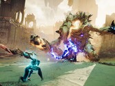 Een afbeelding waarop een gevecht in Atlas Fallen: Reign of Sand te zien is.