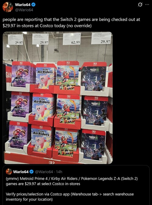 Switch 2-spellen in de aanbieding bij Costco