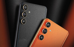 De Galaxy F55 past de recente designtaal van Samsung aan met veganistische leren motieven. (Afbeeldingsbron: Samsung)