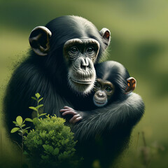 180.000 gorilla&#039;s, bonobo&#039;s en chimpansees lopen gevaar door de winning van duurzame energie (symbolische afbeelding: Dall-E / KI)