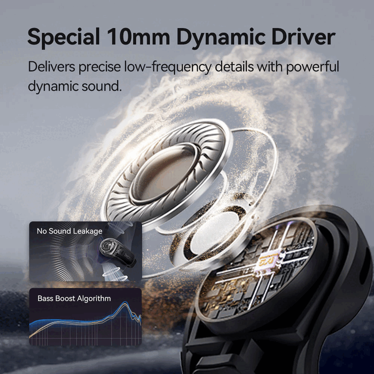 De 1More Ear Clip S12 draadloze oordopjes met open oor hebben een 10 mm dynamische geluidsdriver (Afbeelding bron:1More)