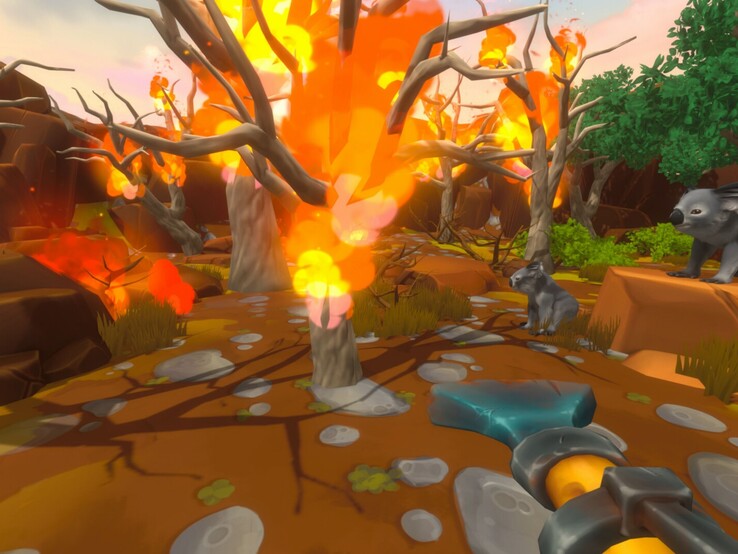 Af en toe moeten spelers ook branden blussen in Fresh Start Cleaning Simulator.