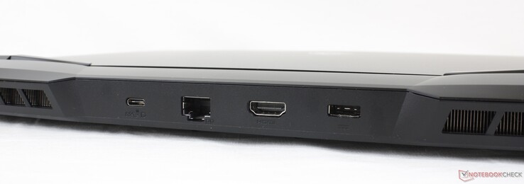 Achterkant: USB-C 3.2 Gen. 2, 2,5 Gbps RJ-45, HDMI 2.0, AC-adapter