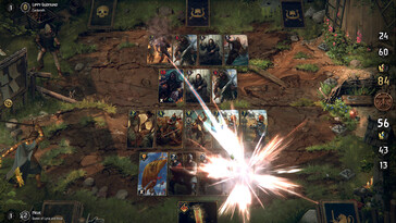 Een afbeelding die een gevecht toont in Thronebreaker: The Witcher Tales.
