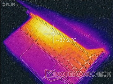 Geen achter- of zij-uitlaat. In plaats daarvan ontsnapt de warmte naar boven naar de voorkant van het scherm