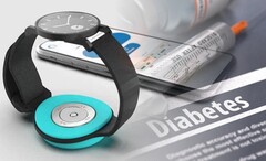 De Afon Bloedglucosesensor is een wearable die kan worden bevestigd aan een aangepaste smartwatchband. (Beeldbron: Afon - bewerkt)