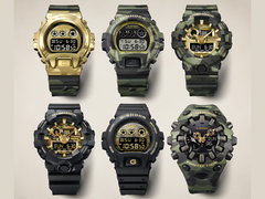 Casio-horloges met opvallend camouflagepatroon.