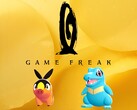 Game Freak-logo met daaronder Pokémon-figuren (Afbeelding bron: Game Freak, Nintendo of America met bewerkingen)