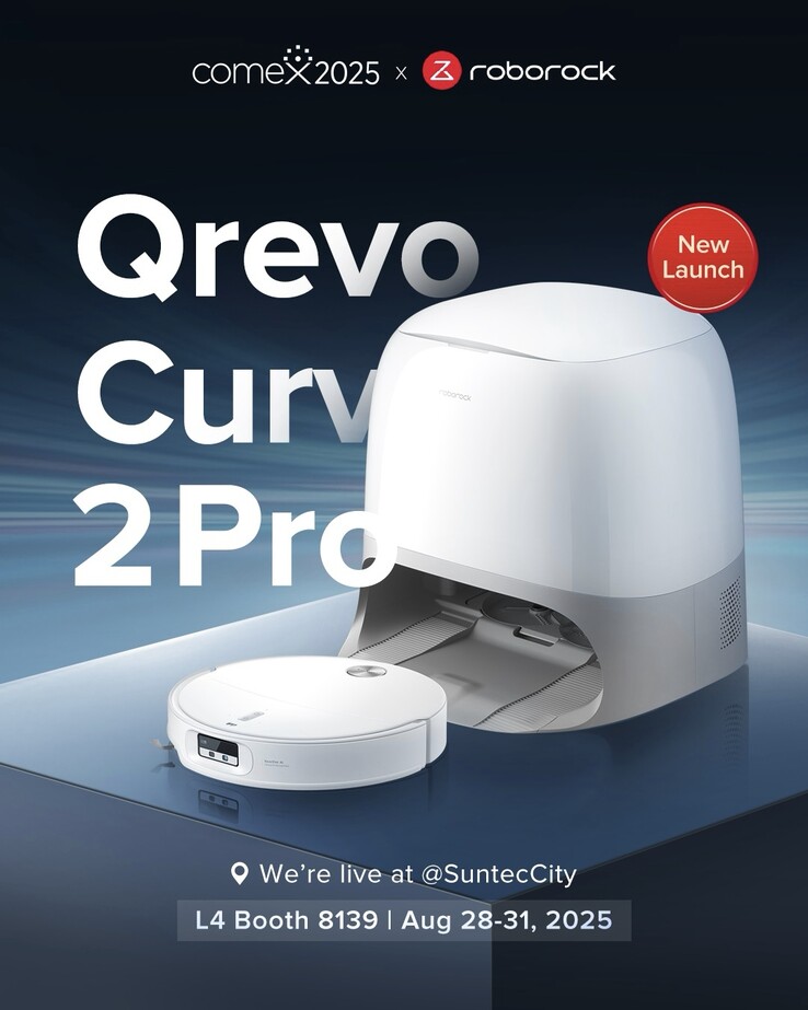 De Roborock Qrevo Curv 2 Pro robotstofzuiger. (Afb. bron: Roborock via Facebook)