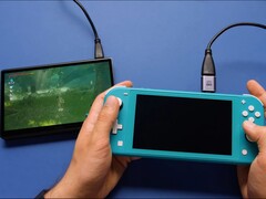 Een gemodificeerde Nintendo Switch Lite stuurt gameplay via HDMI naar een extern beeldscherm (Afbeeldingsbron: Taki II via YouTube)