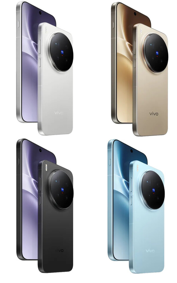 De Vivo X300 Pro in zijn vier kleuren voor de wereldwijde lancering. (Afbeeldingsbron: Vivo)