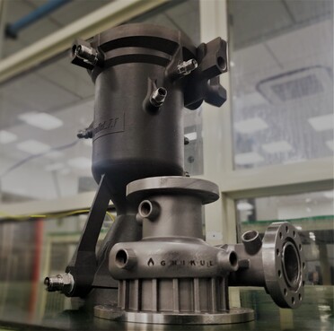 De 3D-geprinte raketmotor en LOX-pomp (Afbeelding Bron: Agnikul)