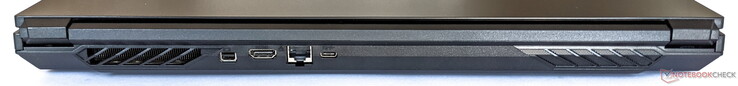 Achterkant: 1x Mini DP 1.4, HDMI, 2,5 Gigabit LAN, 1x USB-C 3.2 Gen 2 (incl. DP 1.4)