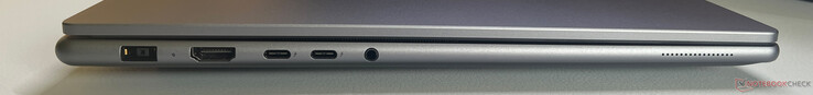 Links: DC-in, HDMI 2.1-out, 2x Thunderbolt 4, 3,5 mm combo audio-aansluiting