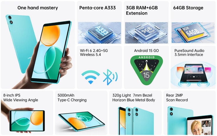 Belangrijkste kenmerken van de P85 tablet (Afbeelding bron: Teclast)