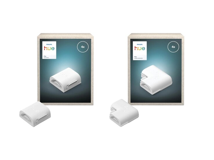 De Philips Hue Flux Connector 4x (links) en Flux Corner Connector 4x (rechts). (Afbeeldingsbron: Philips Hue via OBI, bewerkt)