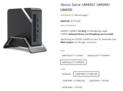 Minisforum Venus Series UM690 configuraties (bron: Minisforum)