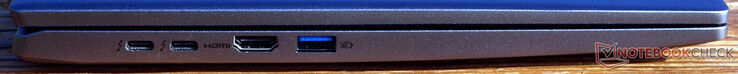 Aansluitingen links: 2 x Thunderbolt 4, HDMI 2.1, USB-A (5 Gbit/s, altijd aan)