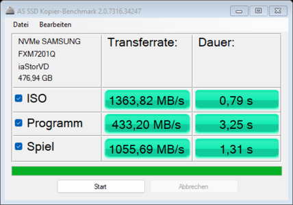 AS SSD - kopieer benchmarks