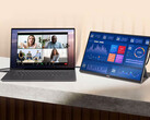 Het nieuwe 16-inch OLED-beeldscherm heeft een introductieprijs van 299,90 euro in de EU. Afgebeeld: een promofoto waarop de draagbare monitor is aangesloten op een laptop.