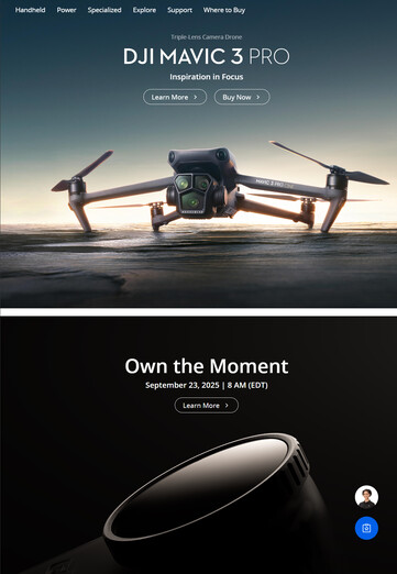 De website van DJI in de VS daarentegen niet. (Afbeeldingsbron: DJI)